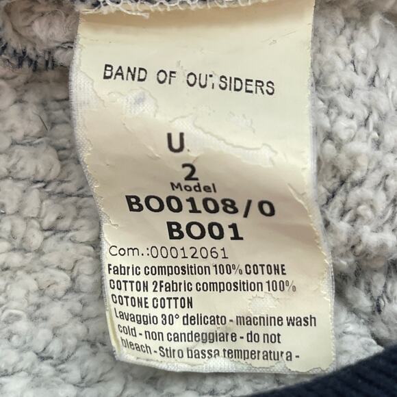 Band of Outsiders Zip Front Hoodie Navy Melange Thick Pile Fleece Sweatshirt - Picture 6 of 8